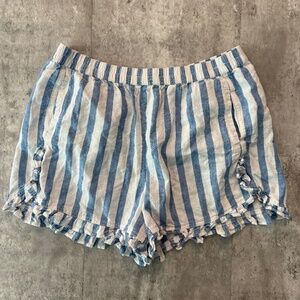 Beach nautical stripe pull on casual shorts swim cover vacation resort shorts L